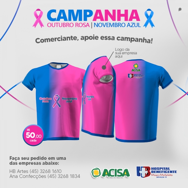 Pedidos de camisetas da campanha de combate ao câncer em Santa Helena podem ser feitos até esta sexta-feira